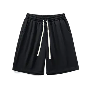Men’s solid-color drawstring loose straight-leg shorts—versatile basic knit athletic shorts; suitable for everyday wear, outdoor activities, day trips, beach vacations, and summer menswear. bottoms
