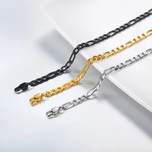 FaithHeart 4MM Stainless Steel Figaro Chain Necklace for Men/Women