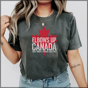Elbows Up Canada Tee - Fun Canadian Graphic Shirt, Unisex Heavy Cotton Tee, Canada Day Gift, Summer Adventure T-Shirt, Maple Leaf Design