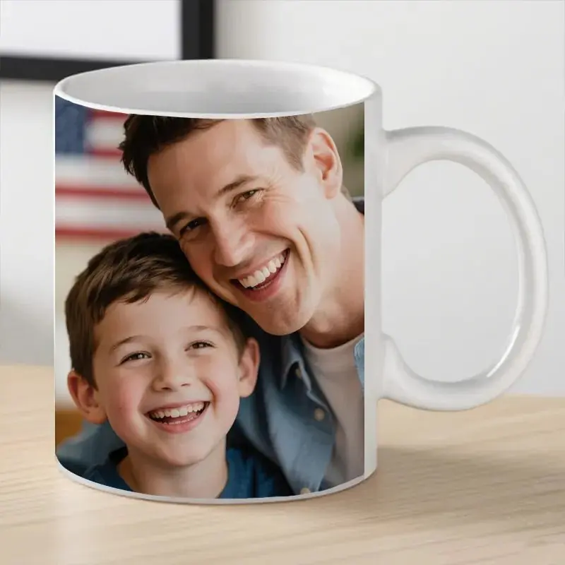 Custom Mug Fathers Day Photo Personalized Father And Son Coffee Cup PrintToucan