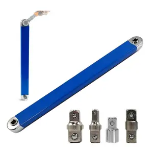 Heavy-duty 15-inch multi-purpose extension wrench - (1/4"/3/8"/1/2"/3/8" drive) and anti-rotation lever ratchet - high carbon SAE socket wrench tool for automotive repair and confined space operations (professional grade).