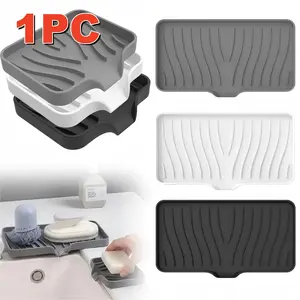 1pc Silicone Soap Saver Soap Storage Rack Countertop Bathroom Soap Dish Holder Box Tray Open Drain Pad Anti Slip Drain Rack Bar Soap Holder Suitable for Kitchen and Bathroom Storage Mats