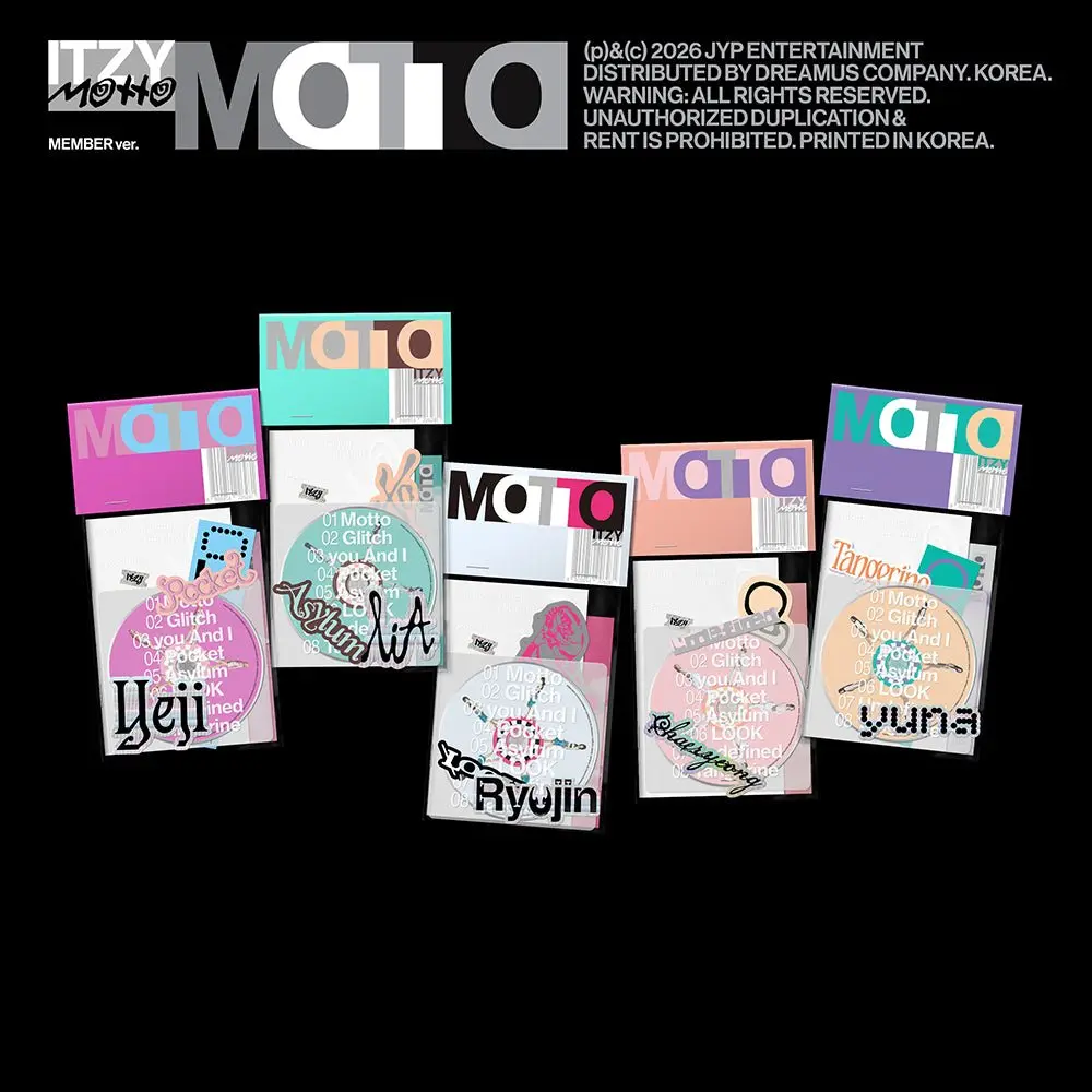 ITZY – 12th Mini Album MOTTO [Member Ver.] | Official K-Pop CD Album | YEJI / LIA / RYUJIN / CHAERYEONG / YUNA Ver. | 28p Photobook + 3 Random Photocards + Folding Poster.
