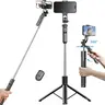 67in Aluminium Alloy Adjustable Camera & Cellphone Tripod Stand - Portable Metal Telescopic Stick, Wireless Bluetooth Remote, Rotating Stabilizing Mount, Universal iPhone/Android Fit for Home & Travel Selfie Accessories