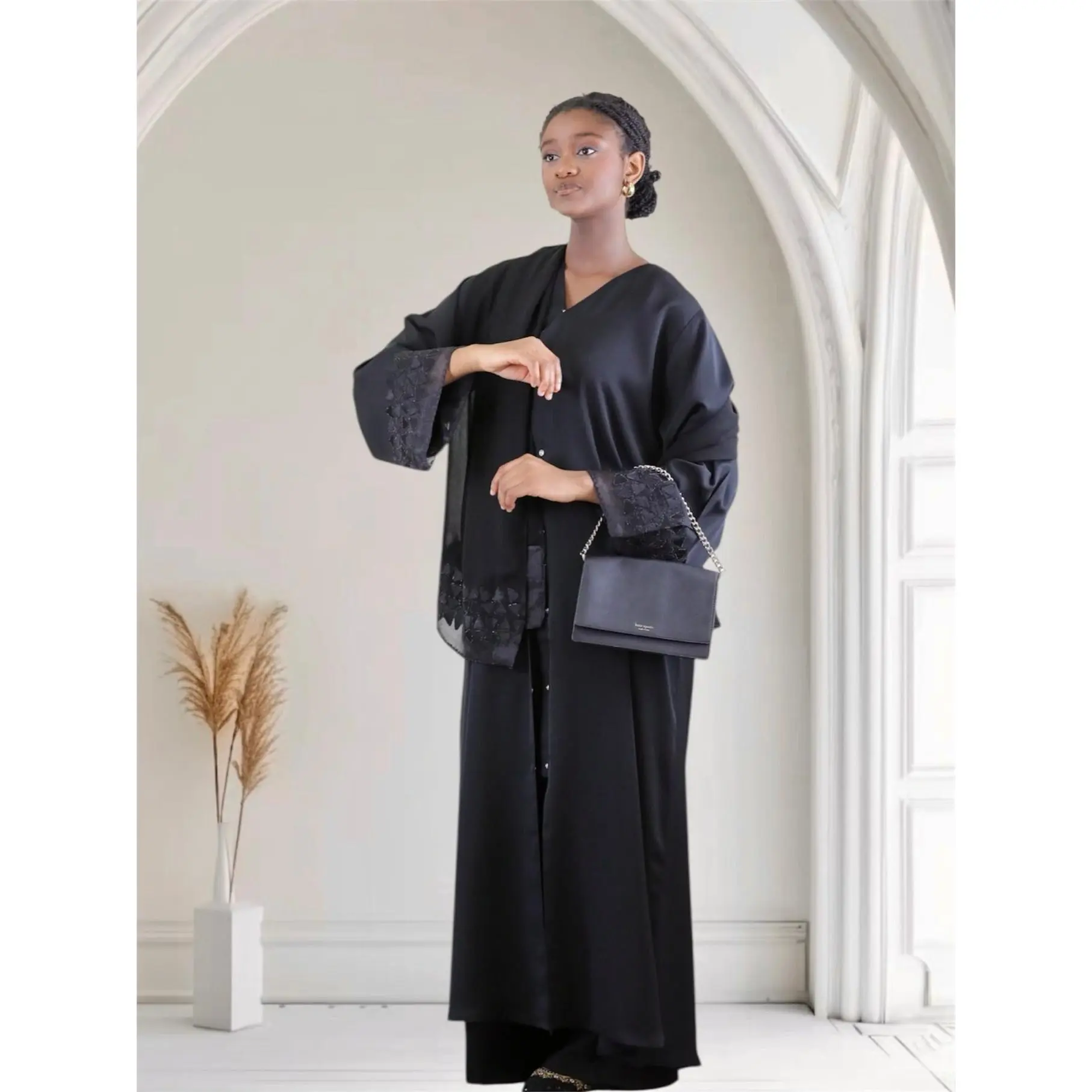 Ayesha's Luxury Embroidered Abaya set | Black