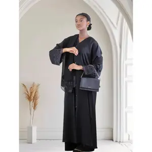 Ayesha's Luxury Embroidered Abaya set | Black