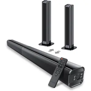 Sound Bar, 80W SoundBar for  TV, 2026  5.3 Soundbar,  Theater Surround Sound, 2 in 1 Detachable  Speaker Bass, ARC/Optical/AUX/Connections, for TV/PC/Projectors
