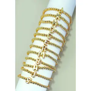 INITIAL MONOGRAM BUBBLE STRETCH BEAD BRACELET