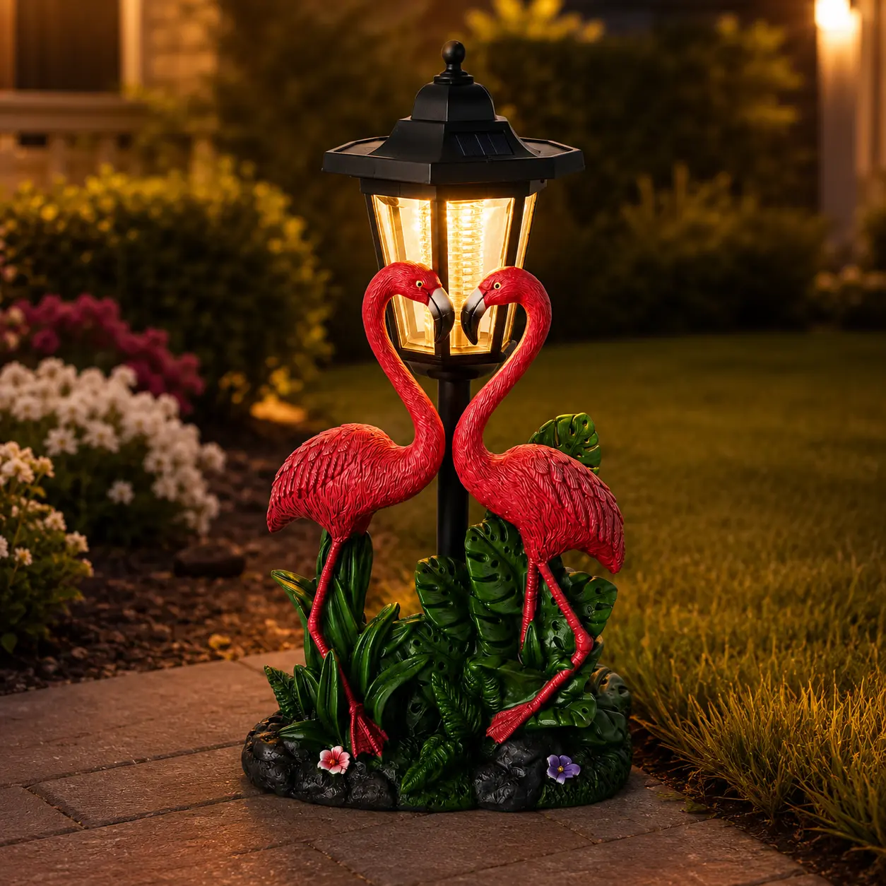 Solar Flamingo Decorative Garden Statue Lantern - Solar Powered Outdoor Decoration, Warm-LED Ornament for Courtyard, Terrace, Solar Powered Lights, Outdoor Decoration Light