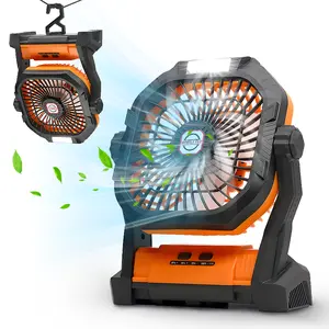 Camping Fan-Battery Powered Fan Rechargeable with LED Lantern - Portable Outdoor Tent Fans with Hanging Hook 4 Speeds Wind Remote Control, Black and Orange heater Oscillating Light DC Motor Standing fan fan close to bed Multi-Functional ice patio cleaning