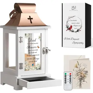 Memorial Lantern with Drawer for Keepsakes Sympathy Bereavement Gift in Memory of Loss of Dad Father