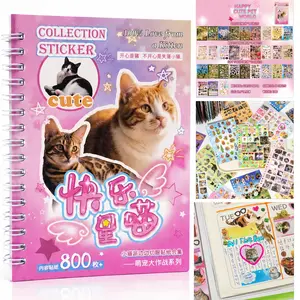 30 Sheets Y2K Silly Cat Meme Sticker Book (800+ Pcs) - 3-in-1 Tactile, Glossy & Textured Kawaii Kitty Decals for Polco & Bujo