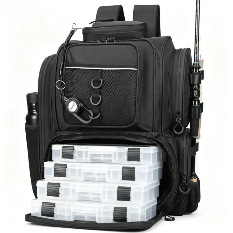 Durable Strong Material Large Fishing Tackle Backpack with Removable Tackle Boxes Outdoor Fishing Storage Bag   fishing tackle box