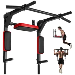 VEVOR Pull Up Bar, Multi-Grip Wall Mounted Pull Ups, 50 in Width Multifunctional Chin Up Training Station, Heavy Duty Steel Upper Body Workout Bars with LAT Pulldown Attachments, 440 lbs, for Home Gym