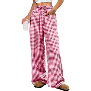 EncoLax Wide Leg Pants Woman Palazzo Pants High Waisted Drawstring Spring Summer Casual Flowy Trousers with Pockets