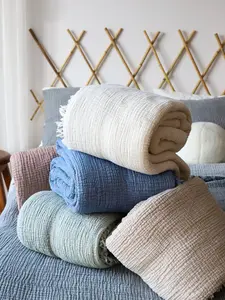 GOTS Certified Muslin Blanket, Soft Organic Cotton Gauze Blanket, Muslin King Queen Bedspread, Muslin Throw, Muslin Baby Blanket