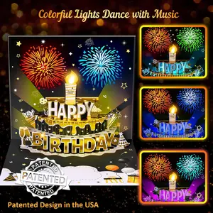That Birthday Vibe  DIY Age Light Up Music Card | 3D Pop Up Cake | Black & Gold