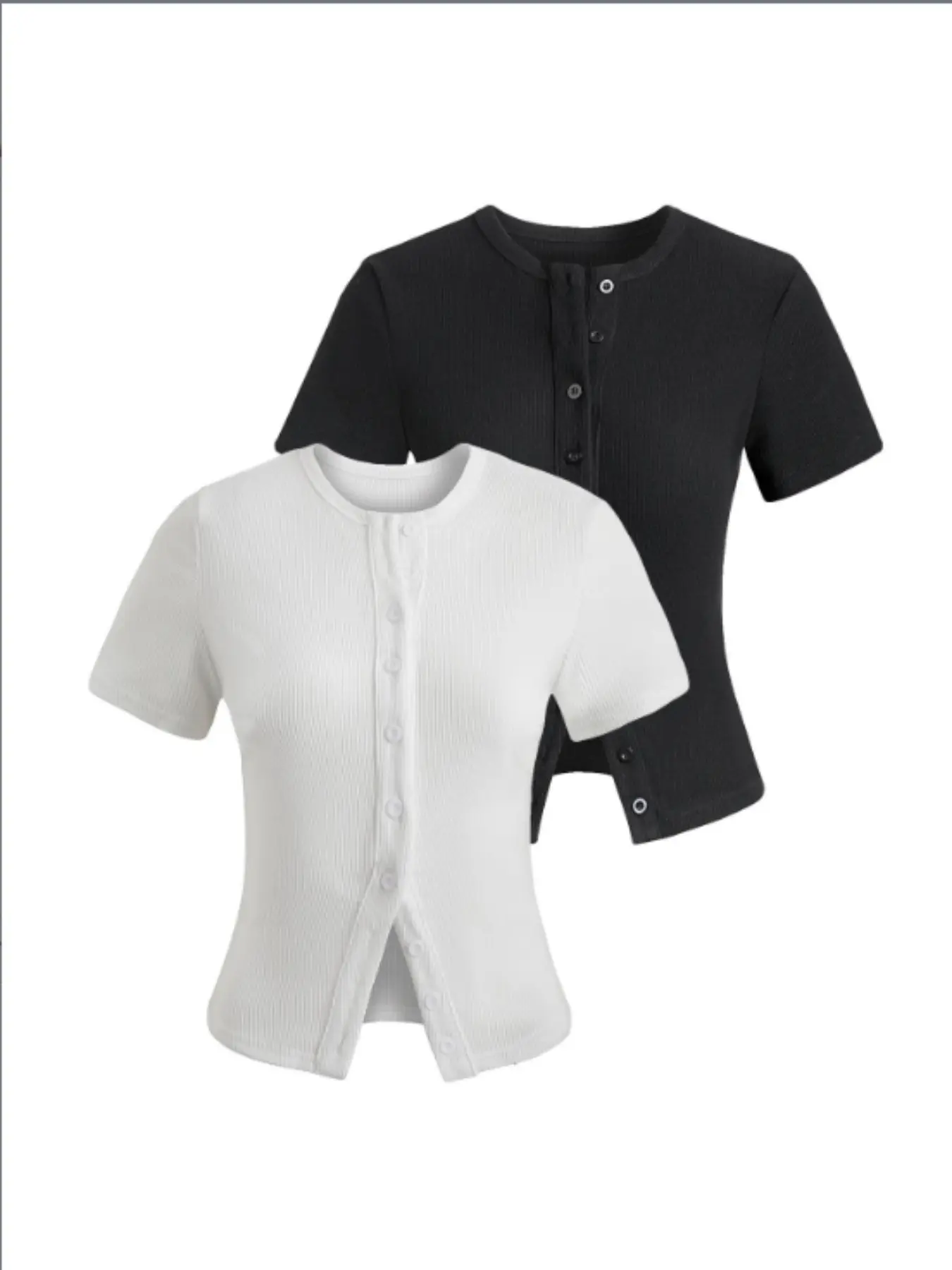 Women's Solid Color Button Front Cardigan, Basic Essential Elegant Casual Short Sleeve Round Neck Knitwear for Daily Wear, Ladies Clothes for All Seasons, Tops, Slim Fit, Minimalist