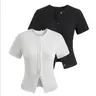 Women's Solid Color Button Front Cardigan, Basic Essential Elegant Casual Short Sleeve Round Neck Knitwear for Daily Wear, Ladies Clothes for All Seasons, Slim Fit, Casual Chic Knitwear