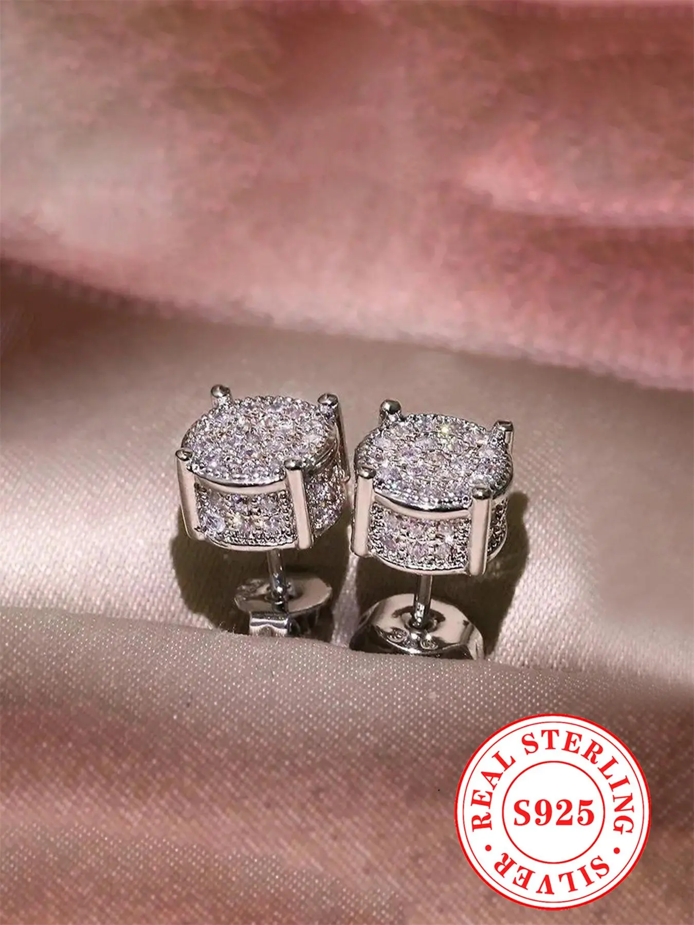 925 Sterling Silver Fashion Square Shaped Rhinestone Decorated Radiant Cut Earrings, High Quality Shining Earrings, Elegant Jewelry for Party, Daily Clothing Decor for Girl