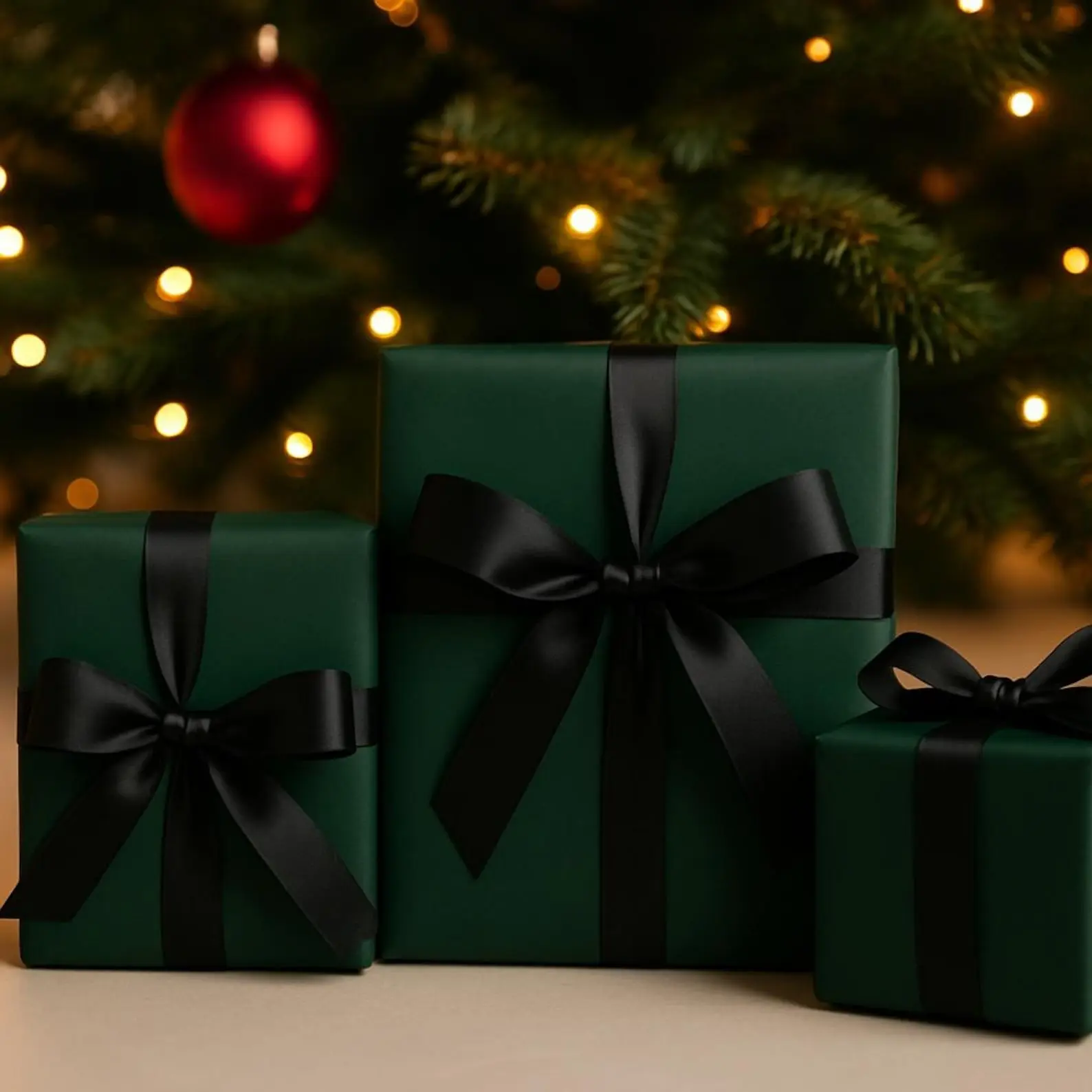Elegant Dark Green Christmas Wrapping Paper Matte Holiday Gift Wrap Minimalist Traditional Stylish Festive Wrapping Paper Gorgeous