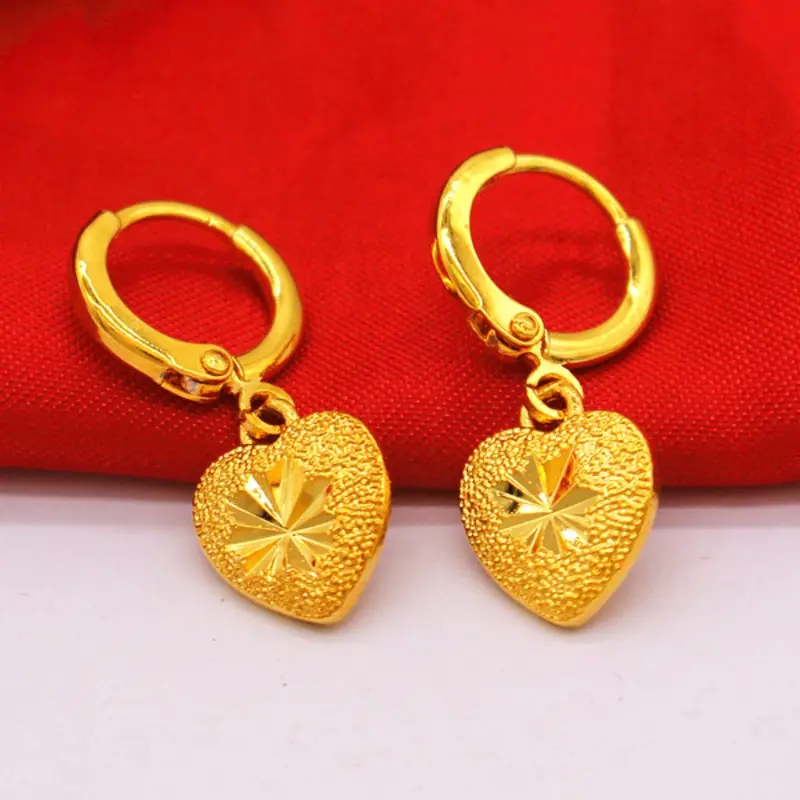 texture heart-shaped earrings, Heart design earrings, Stud Earrings, 24K copper plated women's jewelry, suitable for girlfriends to wear, exquisite gifts for friends, very suitable for Valentine's Day and weddings, bridal accessories