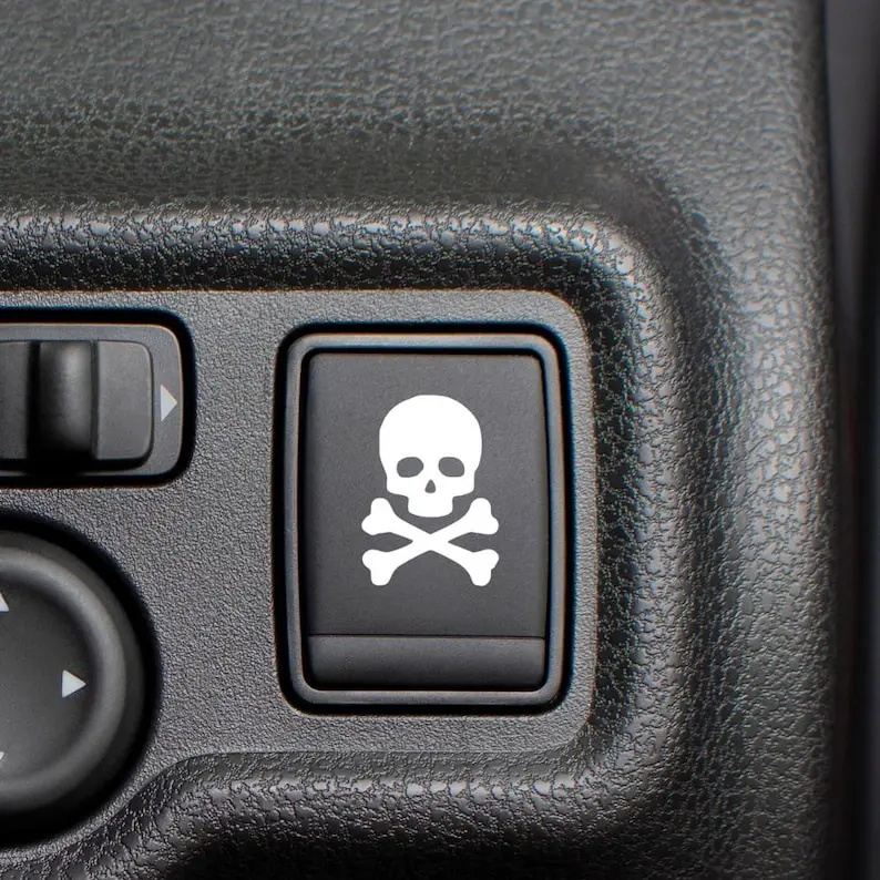 Skull and Crossbones Button Decal | Car Blank Button Decal | Pirate Button | Blank Button Decal | Blank Button Sticker For Car