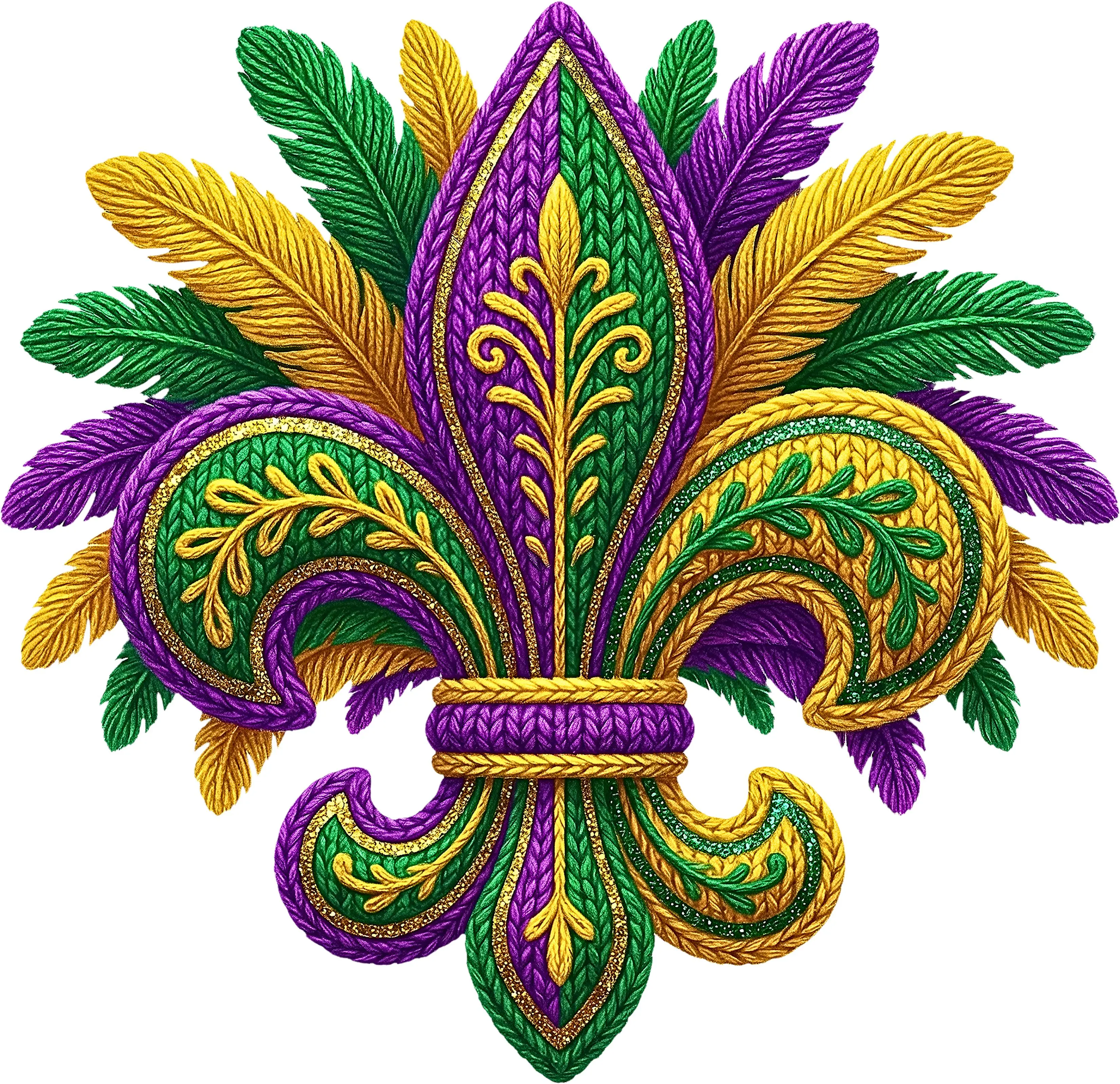 DTF Transfer – ED Yarn Mardi Gras Multi Sizes