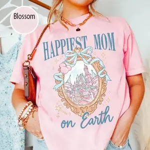 Magic Kingdom Castle Coquette Bow T-shirt, Happiest Mom On Earth Shirt, Magic Kingdom Mama Tee, Mother's Day Gift For Mom, Magic Kingdomland Family Trip Outfit RW