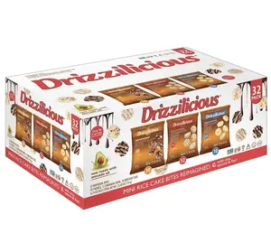 Drizzilicious Mini Rice Cakes Variety Pack - 32 Bags, 90 Calorie Snack, Vegan, Gluten Free, Allergen Free, Flavored Rice Crisps for Adults & Kids