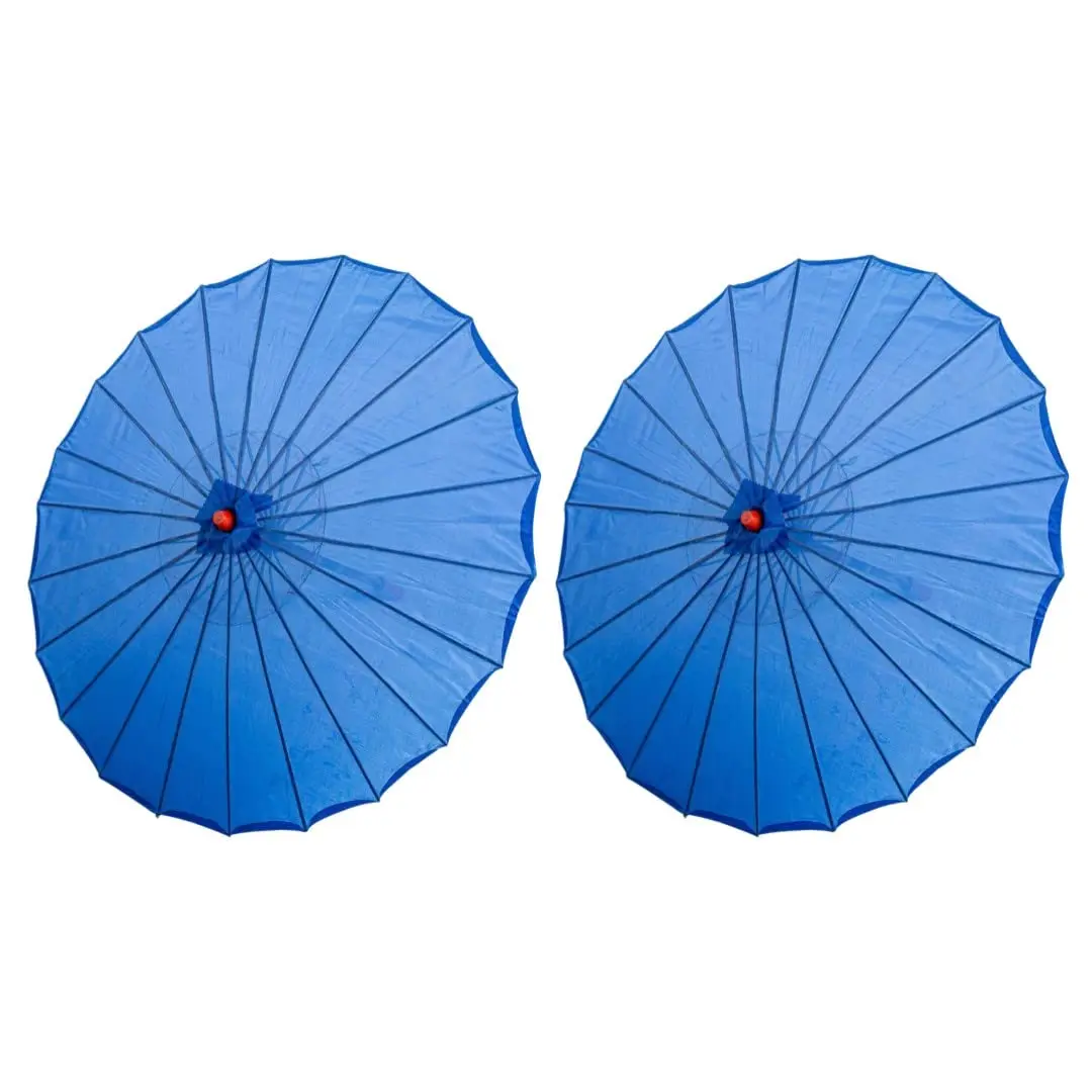 THY COLLECTIBLES 2-Pack 33in Open Handmade Bamboo Fabric Japanese-Chinese Umbrellas, Colorful Parasols for Wedding, Decoration Events