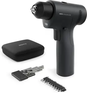 HOTO 16V Brushless Power Drill, 50 N·m High Torque with Smart Display, Auto Mode and LED Light, 10 Bits, 5 Drill Bits, 3/8” Keyless Chuck, Two Working Modes, Perfect for Home Repairs and Projects