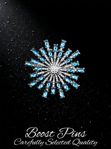 Silver Tone Snowflake Brooch, Multi-Color Crystal Rhinestone Variants, Sparkling Starburst Statement Lapel Pin, Women's Fashion Jewelry, Elegant Accessory for Weddings & Parties, Ideal Gift for Winter & Holiday Lovers