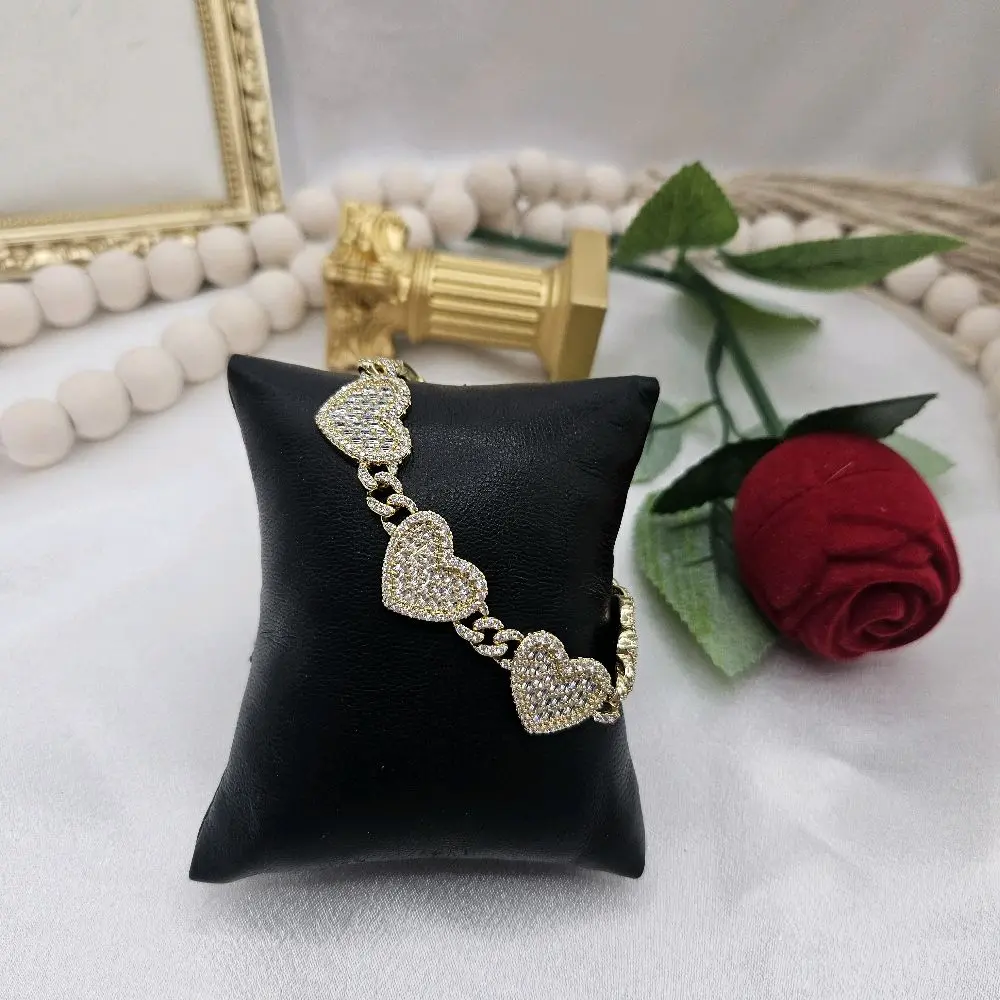 valdiviajewelry #2311 Heart bracelet, 14k gold plated, high quality