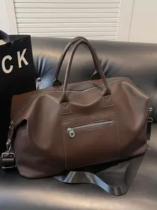 Men's Handbag Fashionable Simple Casual Retro Solid Color Large Capacity Multifunctional Travel School Bag