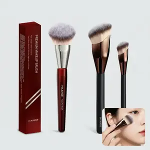 MAANGE Makeup Brush Bundle, Cosmetic Brushes, 1 Red Finger Foundation Brush with Wood Handle and 2 Black Foundation & Concealer Brushes with Soft Plastic Bristles for Youth