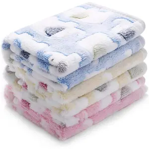1 Pack 3 Blankets Super Soft Fluffy  Cute Elephant  Pet Blanket Flannel Throw for  Puppy  Blue/Pink/Yellow Small(23x16 inch)