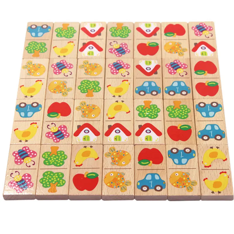 Hatwoo Wooden Animal Dominoes Set - Wood Family Fun Board Game, Boredom Buster Character Puzzle for Toddlers & Adults, Logic-Thinking Skills Booster for Bonding Board Games Night, Family Fun Game, Toddler Learning Activities