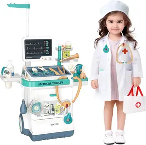 Interactive Kids Doctor Play Cart with Lights & Sounds – Portable Pretend Medical Kit for STEM Role-Play Ages 3+ Cleaning Playset Road Playset Electronic Coin Bank Airplane