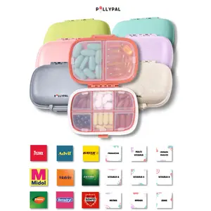 PillyPal V2 Pill Organizer, 3 Sticker Sheets 8 Compartments,Spring Time, Allergy Season, Summer Travel, Portable Durable Pill Vitamins Supplements Probiotics Organizer Healthcare Containers Waterproof Travel Organizer TSA Approved