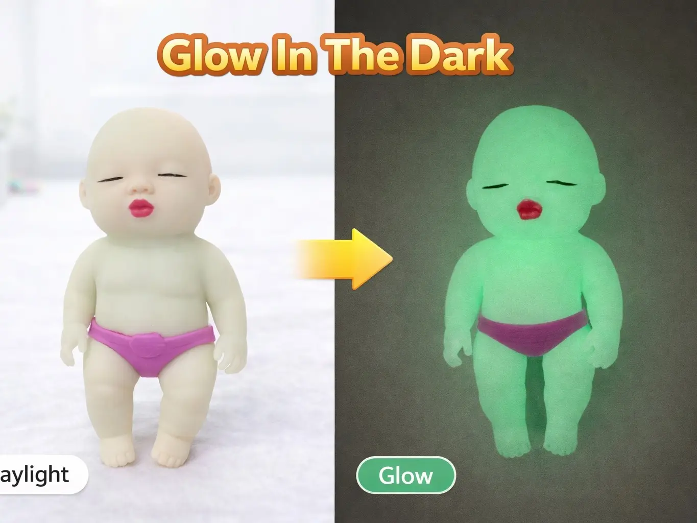 Stretchy Toy Glow In The Dark - Stress Relief Toy - Sand-Filled Stress Relief Doll 5.1 Inches / 13cm | Oddly Satisfying Squishy Toy