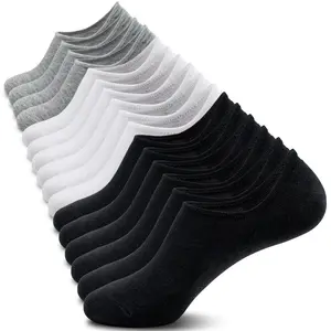 Women's 10Pairs Mix Black, White, Gray, Beige Invisible Boat Socks - Ultra-thin Mesh, Non-slip, Leg Warmers for Techwear