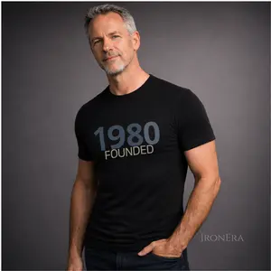 1980 Founded IronEra Men's Short-sleeve T-Shirt, Birthday Shirt for Men, Vintage Cotton Menswear