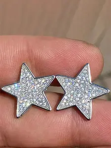 1 Pair Fashion Cubic Zirconia Star Stud Earrings Fashionable Jewelry For Women For Wedding Engagement Anniversary Party Jewelry Valentine's Day Gift