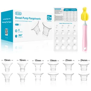 Dr.Isla 12PCS Flange Inserts for 27mm Breast Pump, 6 Sizes 13/15/17/19/21/24mm Flange Sizing Kit with Measuring Ruler & Cleaning Brush