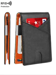 Men's Summer Simple Plain Anti-theft Slim Bifold Microfiber Leather Wallet, Summer Casual Multifunction RFID Blocking Card Slots Card Holder, with Money Clip for Daily Used Rfid Blocking Wallets