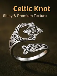 Adjustable Celtic Knot Ring Set, Boho Style Witchcraft Jewelry, Open Design Protection Rings for Rituals & Spiritual Healing, Bohemian Jewelry, Protection Symbol