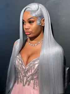 Bling Hair Silver Grey Color Straight 13x4 Lace Front Wig Human Hair Brazilian Transparent Lace 13x6 Frontal Wigs For Women Human Hair Preplucked  #TikTokShopBlackFriday