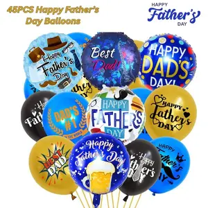 45PCS Happy Father’s Day Balloons Decorations Set, Best Dad Ever Foil & Latex Balloons, Father’s Day Party Supplies for Dad Celebration Decor
