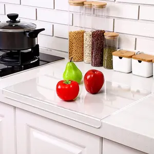 Acrylic Cutting Board with Counter Lip, 2025 Upgraded Thicker Clear Cutting Boards, 16.5X12.5 Inch Large Non-Slip Cutting Board